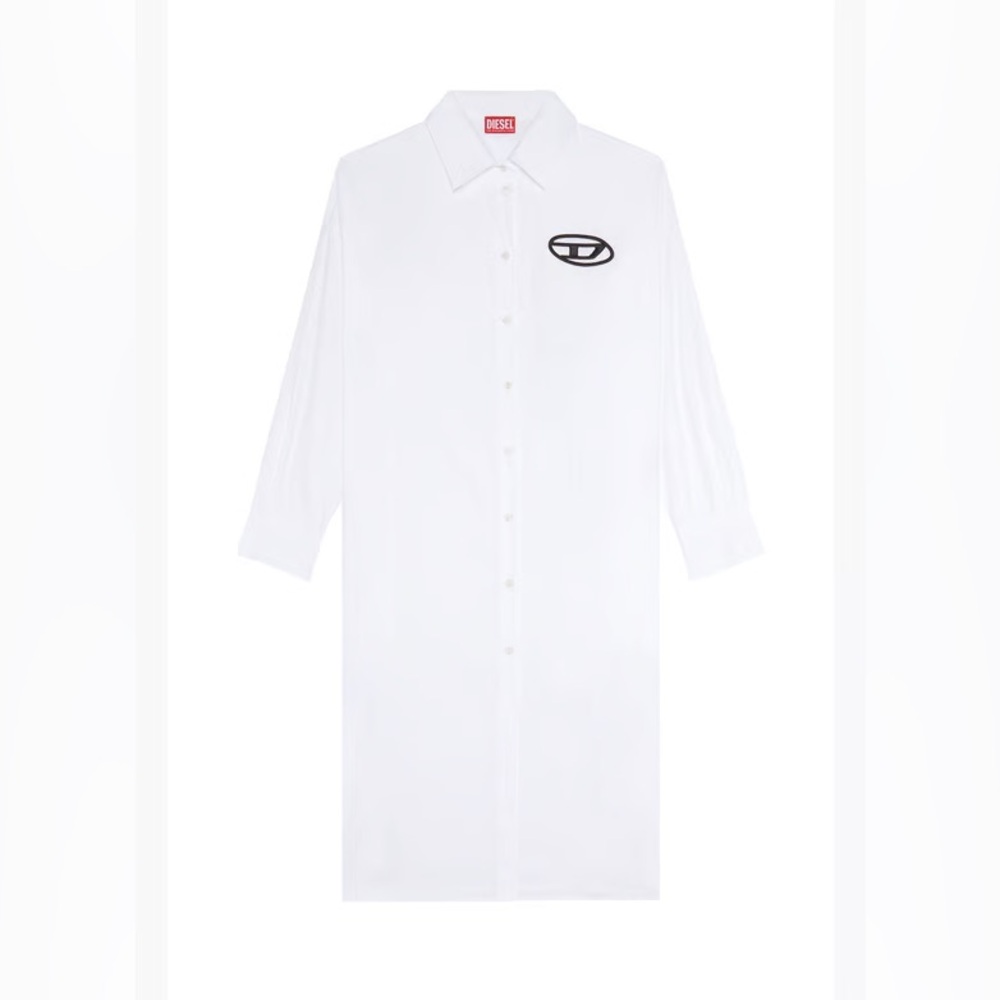 Diesel White Casual Button Down Shirt with Black Logo